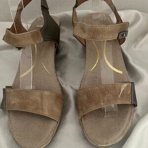 NAOT Women's Intact Sandal Khaki Beige/Pewter Leather. Size 9.5